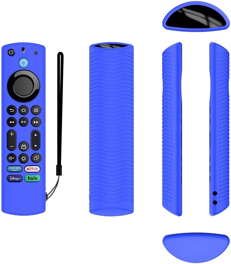 FiiMan Voice Remote Silicone Case Compatible With Toshiba/Insignia Firetv Omni Series or TV 4-Series - Lightweight Anti-Slip Shockproof Cover With Lanyard (Blue) - Image 2